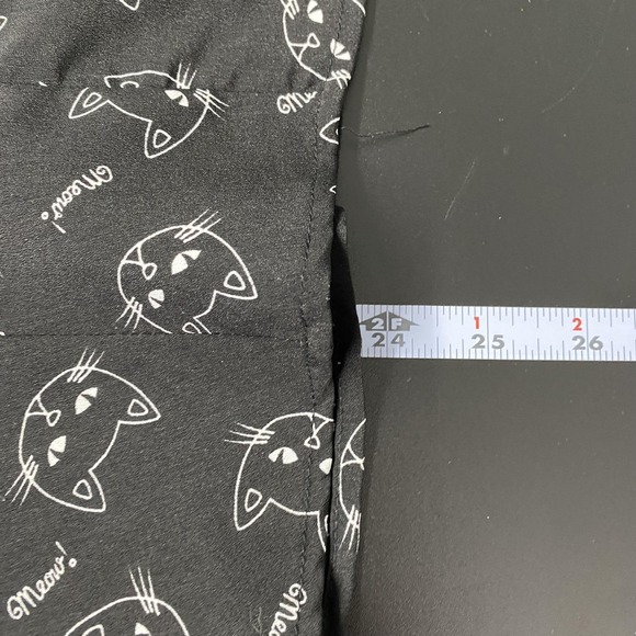 Hell Bunny Shirt Womens Medium Black Cat Print Short Sleeve Button Top Novelty - Picture 11 of 13